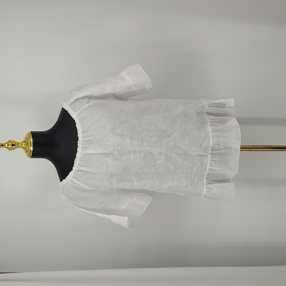 Terzo Millennio White Ruffle Hem Women's Top Made In Italy Size Large